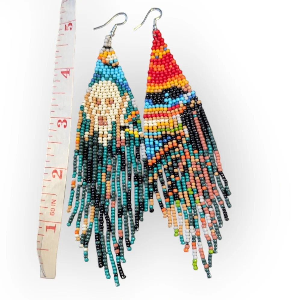 The Scream Edvard Munch Inspired Beaded Dangle Earrings NWT - Picture 2 of 3